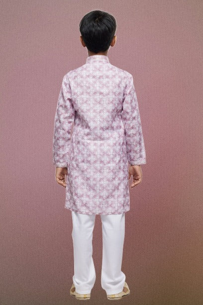 Raivat Ethnic Cotton Thread Work Kids Kurta Pajama In Pink Colour | Grocsy