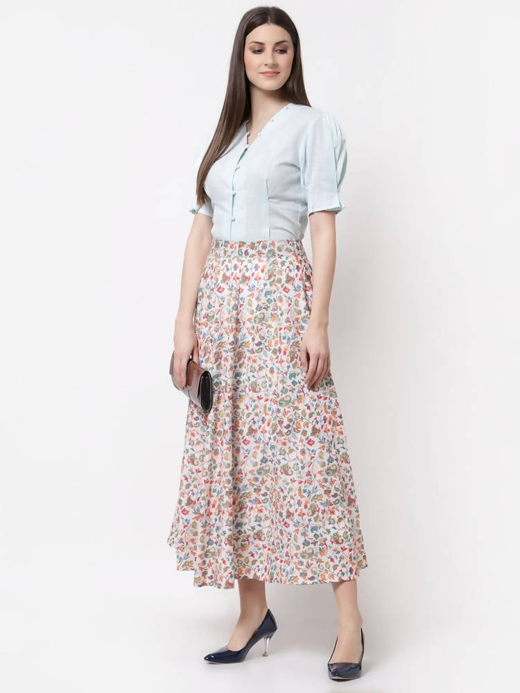 Myshka Multicolor Cotton blend Printed Skirt | Grocsy