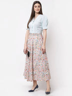 Myshka Multicolor Cotton blend Printed Skirt | Grocsy