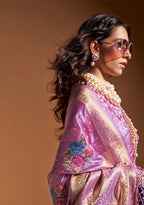 Monjolika Fashion Handloom Silk Weaving Trendy Saree In Lavender | Grocsy