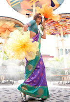 Monjolika Fashion Katan Silk Weaving Violet Trendy Saree | Grocsy