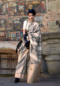 Monjolika Fashion Weaving Zari Katan Silk Designer Saree In Beige | Grocsy