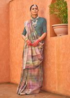 Monjolika Fashion Silk Multi Colour Foil Print Contemporary Saree | Grocsy