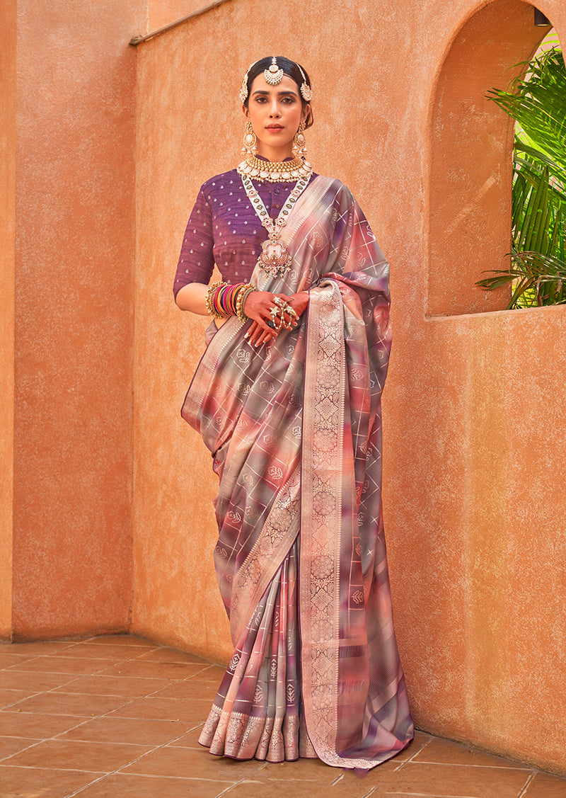 Monjolika Fashion Silk Multi Colour Foil Print Designer Saree | Grocsy