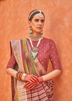 Monjolika Fashion Silk Foil Print Multi Colour Contemporary Saree | Grocsy