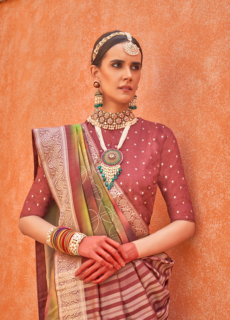 Monjolika Fashion Silk Foil Print Multi Colour Contemporary Saree | Grocsy