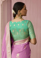 Monjolika Fashion Viscose Mauve Weaving Floral Printed Designer Saree | Grocsy