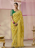 Monjolika Fashion Viscose Light Olive Weaving Floral Printed Trendy Saree | Grocsy