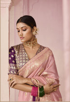 Monjolika Fashion Light Pink Weaving Floral Printed Viscose Designer Saree | Grocsy