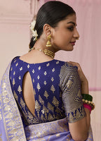 Monjolika Fashion Viscose Weaving Floral Printed Lavender Traditional Saree | Grocsy