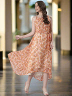 Souchii Floral Print Tiered Dress – Flowy Fit & Flare | Grocsy