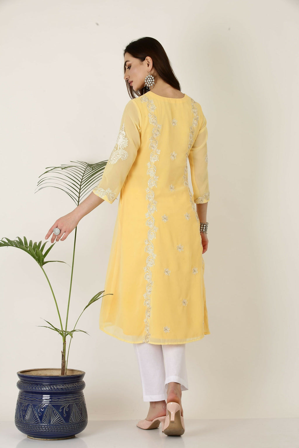 Joban Fashion Yellow Georgette Kurta Set | Grocsy