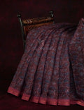 Dark Wine Colour Floral Design Semi Chanderi Saree By Gayathri Reddy Designer Studio | Grocsy