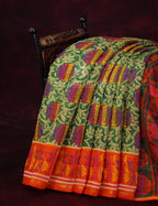 Dark Leaf Green Printed Semi Chanderi Saree By Gayathri Reddy Designer Studio | Grocsy
