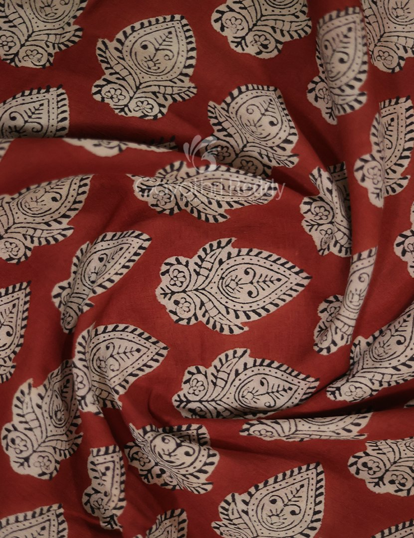 Rust Red Coloured Combination Printed Cotton Saree By Gayathri Reddy Designer Studio | Grocsy