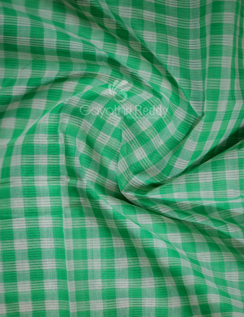 Light Green Colour With Checks Pure Mangalgiri Cotton Saree By Gayathri Reddy Designer Studio | Grocsy