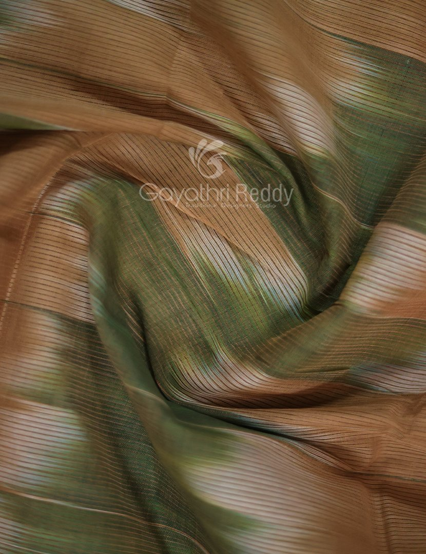 Dual Shades of Mustard And Pink Mangalagiri Ikkat Cotton Saree By Gayathri Reddy Designer Studio | Grocsy