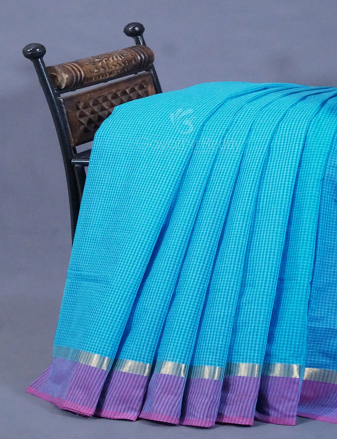 Dual Shade of Sky Blue And Violet Pure Mangalgiri Cotton By Gayathri Reddy Designer Studio | Grocsy