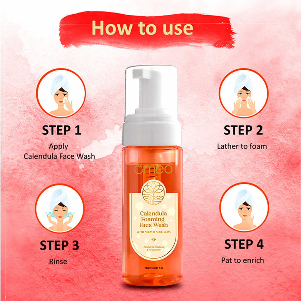 Omeo Calendula Foaming Face Wash - Gentle, Daily Use, Safe For All Skin Types | Grocsy