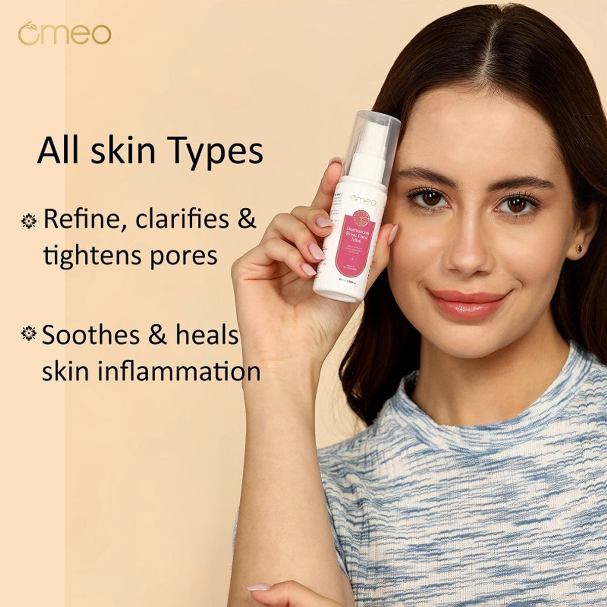 Omeo Damascus Rose Face Mist With Papaya & Cucumber Extract - Cool & Refershing | Grocsy