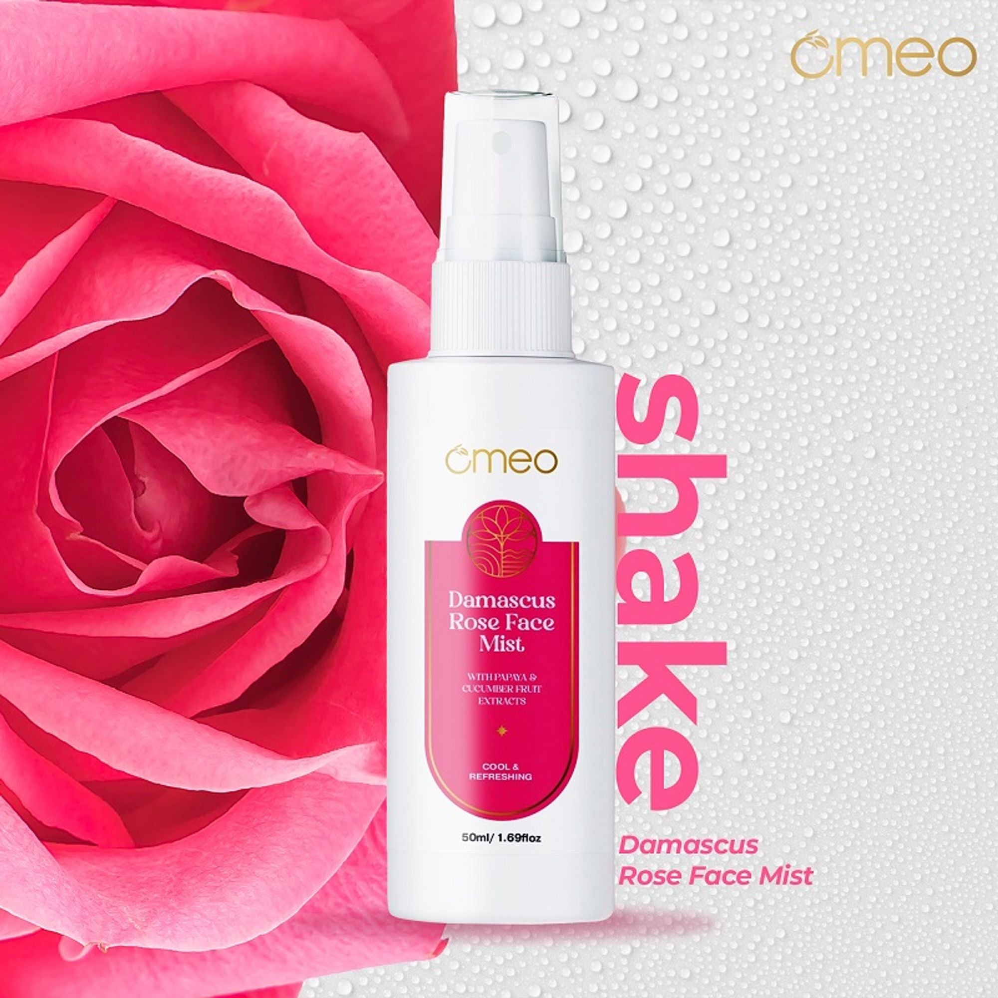 Omeo Damascus Rose Face Mist With Papaya & Cucumber Extract - Cool & Refershing | Grocsy