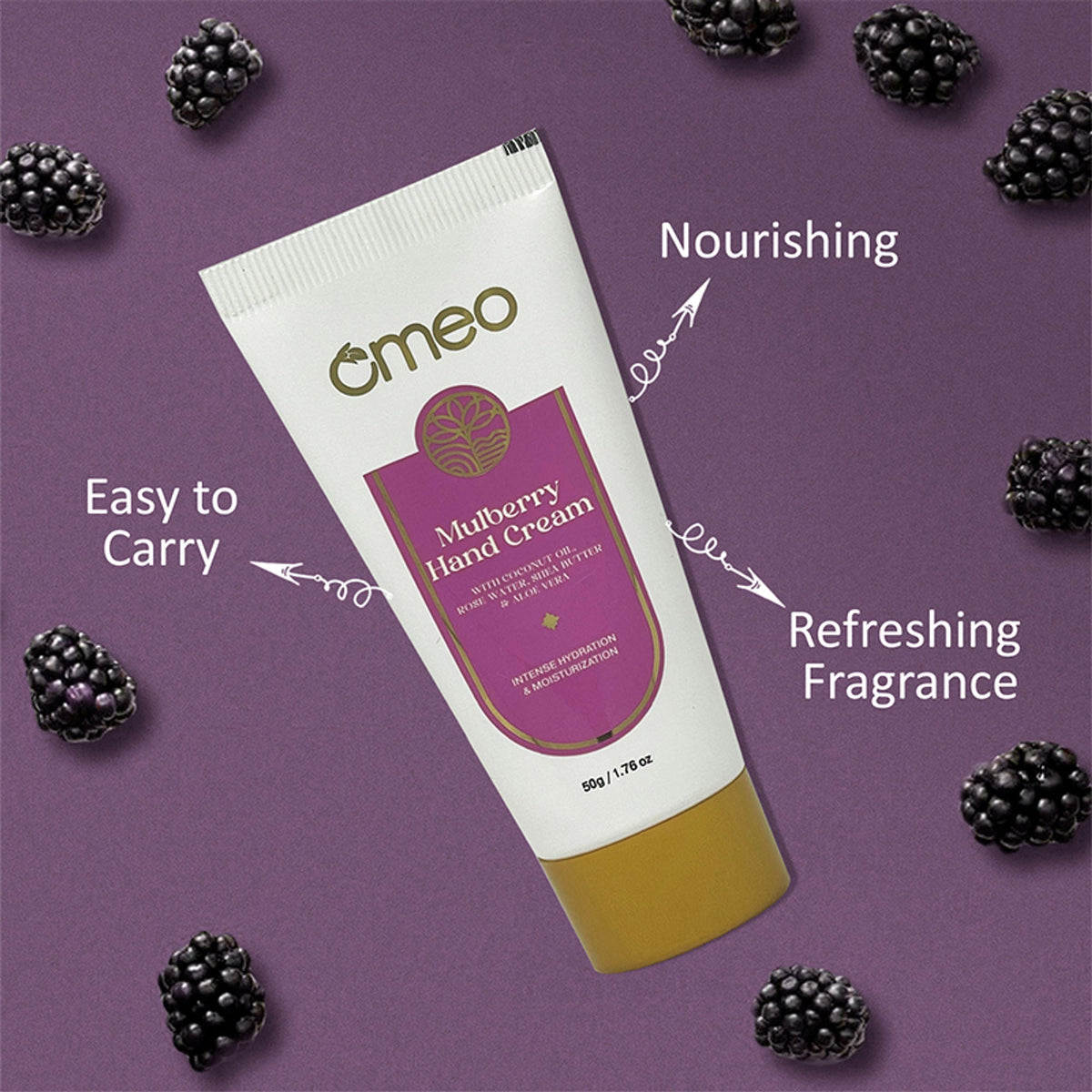 Omeo Mulberry Hand Cream - For Glowing & Hydrated Hands | Grocsy