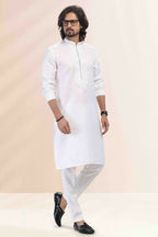 Raivat Ethnic Linen Cotton Pintux Work Kurta Pajama In Off White Colour | Grocsy