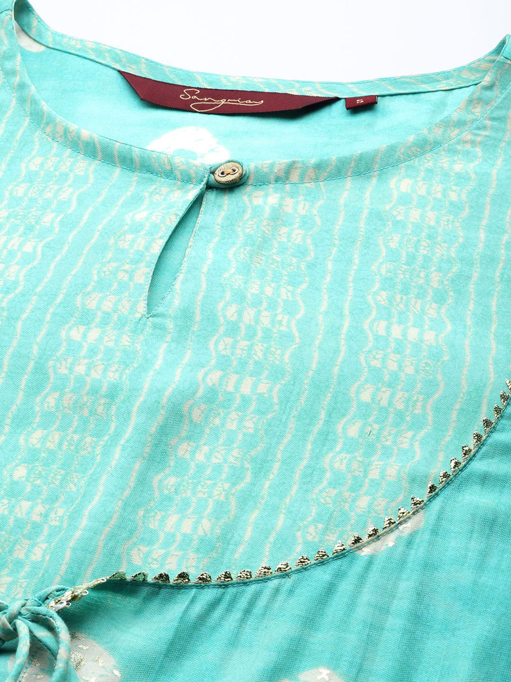 Sangria Women Ethnic Motifs Printed Empire Gotta Patti Kurta with Trousers | Grocsy
