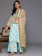 Ahalyaa Women's Traditional wear Kurta Set - Blue | Grocsy