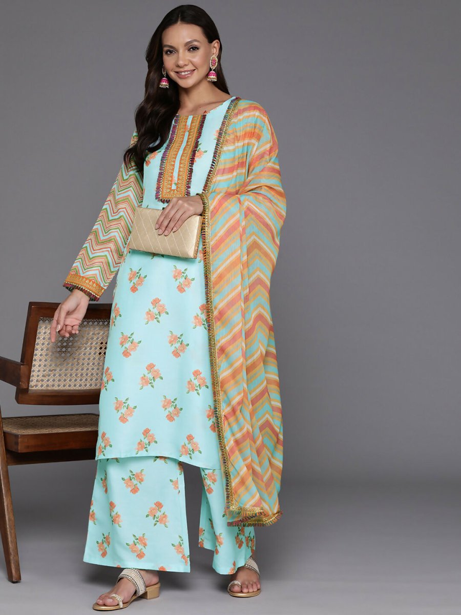 Ahalyaa Women's Traditional wear Kurta Set - Blue | Grocsy