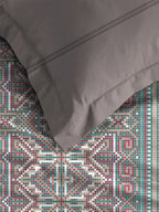 MYTRIDENT Dusk and Dawn Brown Printed Pure Cotton 144 TC Queen Bedsheet Pillow Covers | Grocsy