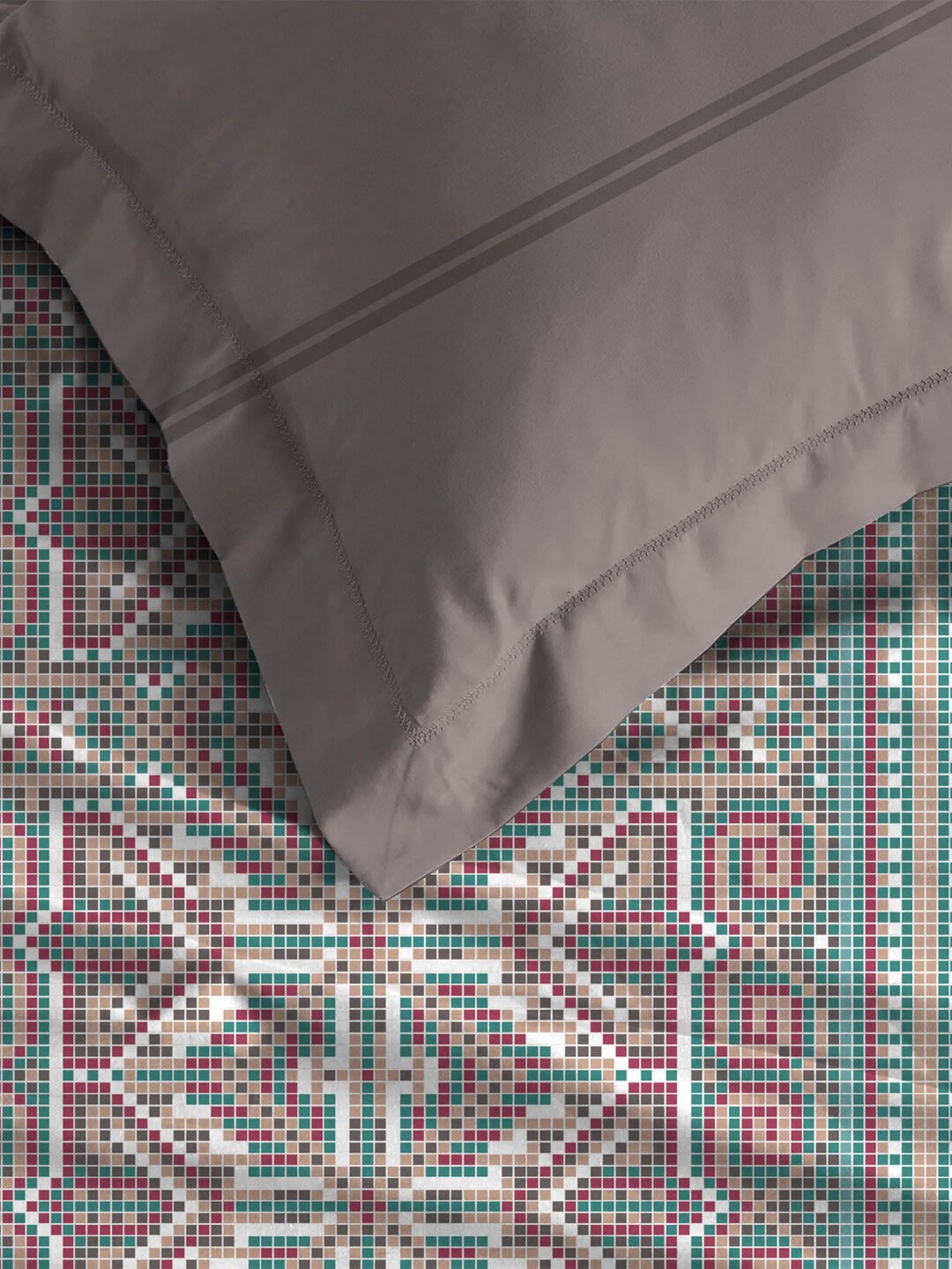 MYTRIDENT Dusk and Dawn Brown Printed Pure Cotton 144 TC Queen Bedsheet Pillow Covers | Grocsy
