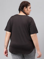 MKH Plus Size Typography Printed Relaxed Fit Dri-FIT Sports T-shirt | Grocsy