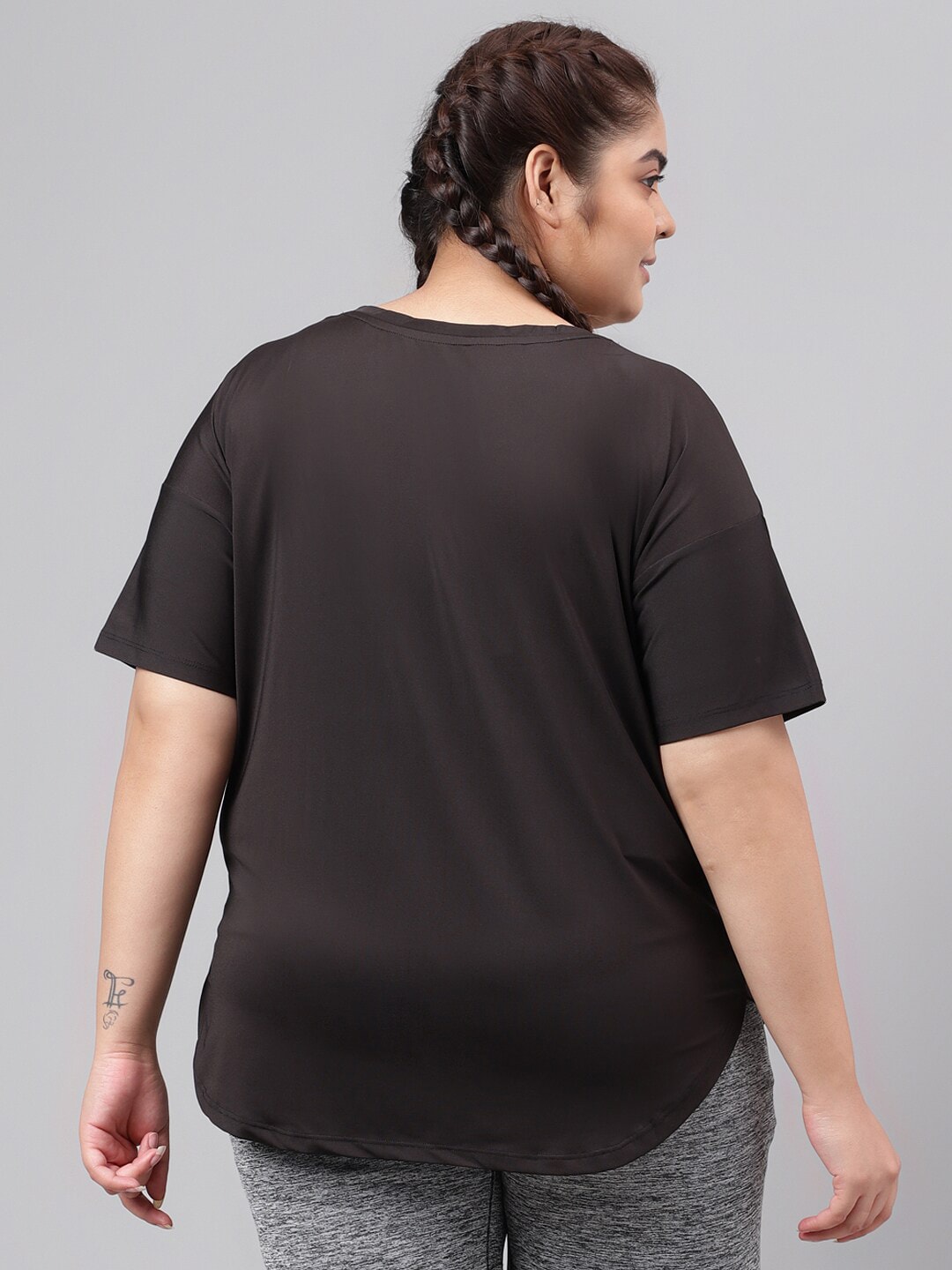 MKH Plus Size Typography Printed Relaxed Fit Dri-FIT Sports T-shirt | Grocsy