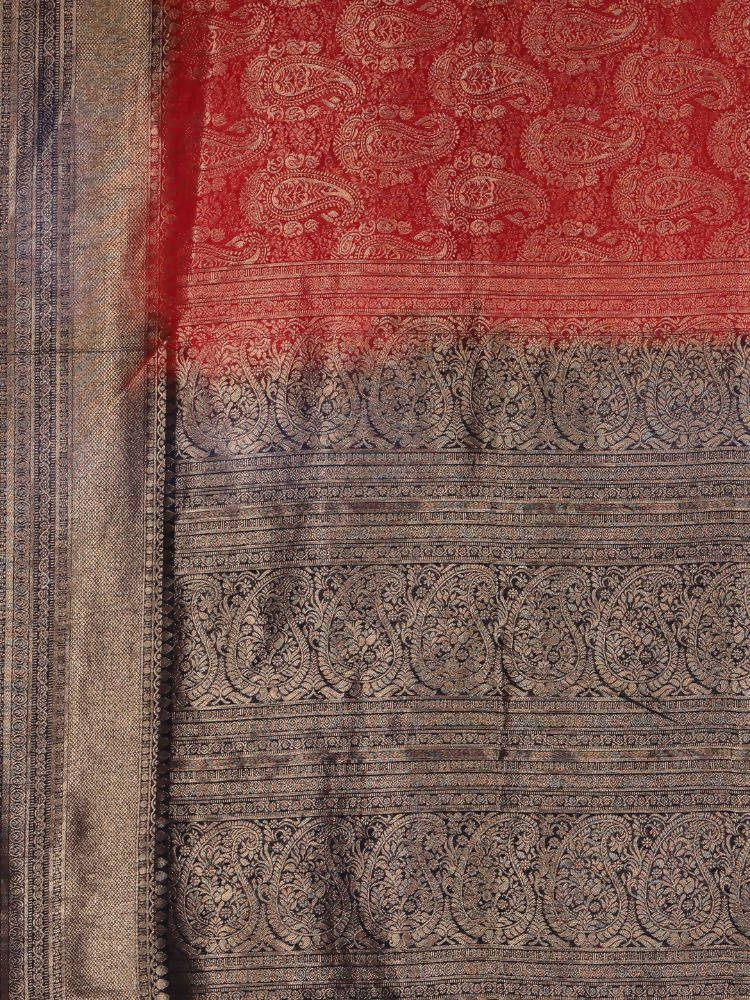 Kalamandir Ethnic Motifs Maroon Silk Blend Saree | Grocsy