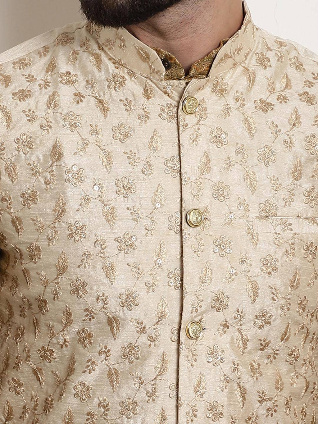 Sojanya Men Pink Ethnic Motifs Kurta with Pyjamas & Nehru Jacket | Grocsy