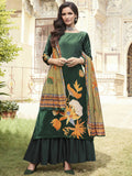 Jyoti Fashion Women's Green Velvet Floral Digital Printed Kurta with Trouser & Dupatta | Grocsy