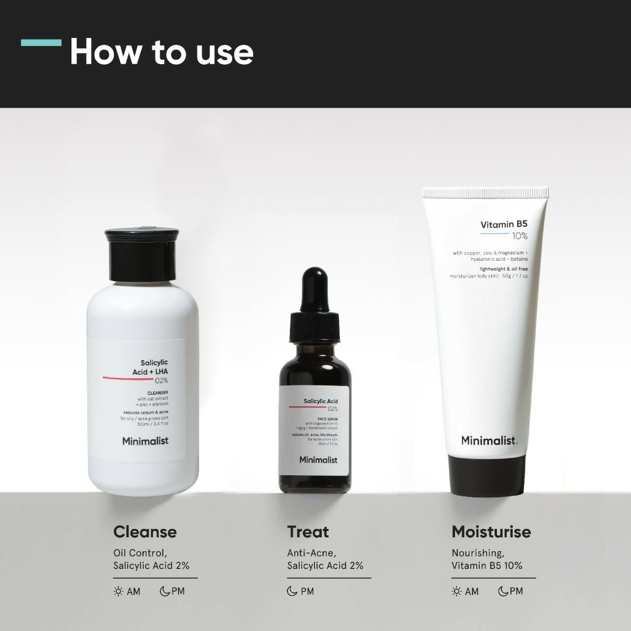 Minimalist Oily Skincare Kit For Women & Men, Face Wash, Serum & Moisturizer | Grocsy