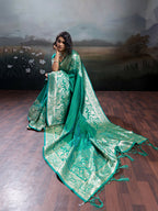 Shree Shyam Fashion Rama Silk Blend Saree | Grocsy