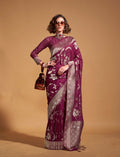 Monjolika Fashion Wine Silk Weaving Designer Traditional Saree | Grocsy
