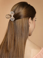 Panash Gold-Toned & White Embellished Claw Clip | Grocsy