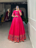 Lorenvalley Pink Jacquard Silk Paithani Woven Design Gown | Grocsy