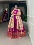 Lorenvalley Purple Jacquard Silk Paithani Woven Design Gown with Dupatta | Grocsy