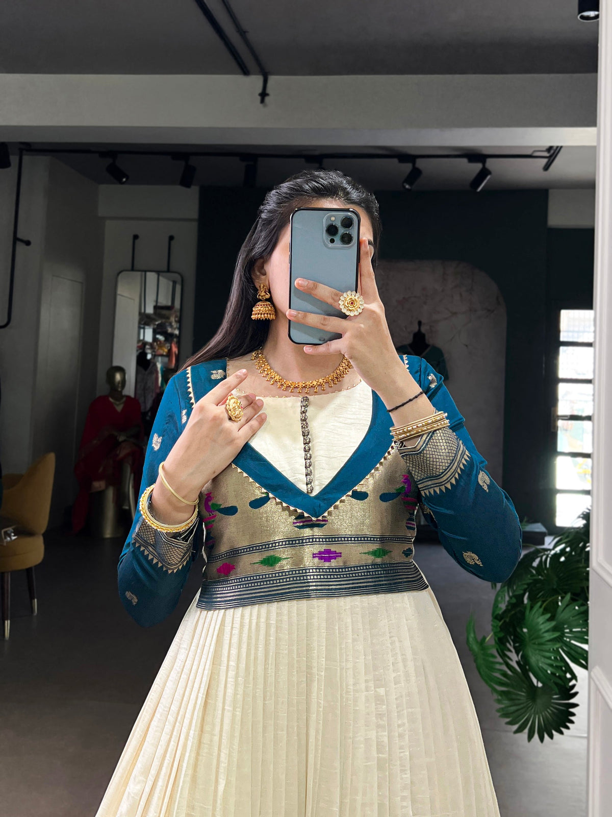 Lorenvalley Fashion Off White Vichitra Silk Zari Weaving Work With Lace Touch Up Gown | Grocsy