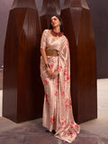 Monjolika Fashion Crepe Satin Digital Print Beige Trendy Saree | Grocsy
