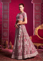 Monjolika Fashion Embroidered And Sequin Work Net Pink Wedding Lehenga Choli | Grocsy
