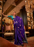 Monjolika Fashion Violet Satin Weaving Work Festival Traditional Saree | Grocsy