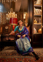 Monjolika Fashion Violet Satin Weaving Work Festival Traditional Saree | Grocsy