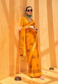 Monjolika Fashion Yellow Printed Georgette Contemporary Saree | Grocsy