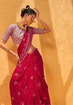 Monjolika Fashion Rani Georgette Printed Trendy Saree | Grocsy
